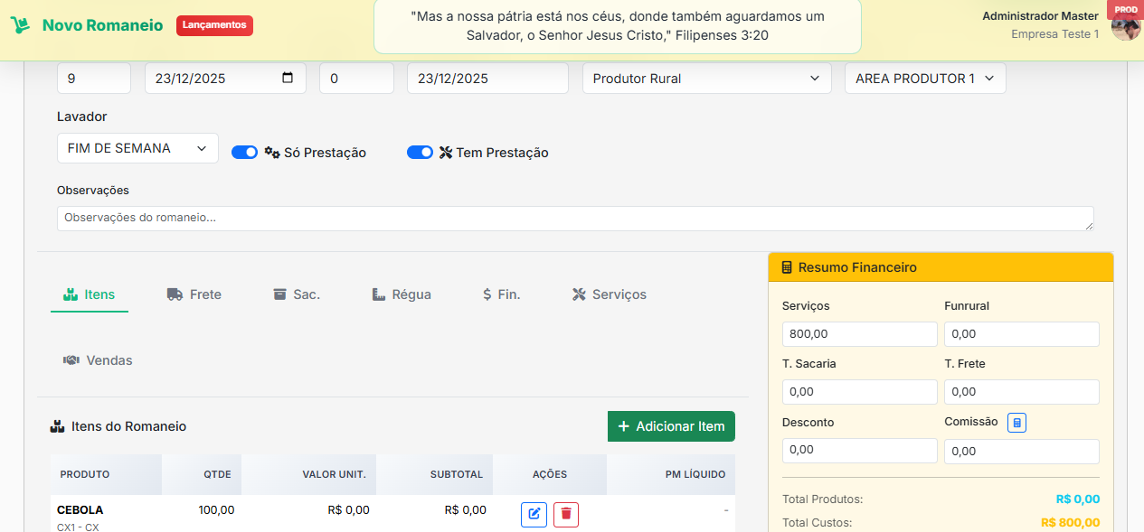 Serviços Prestados