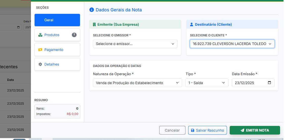 Emissão de NF-e